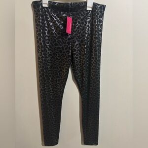 New! Metallic Black Leopard Leggings